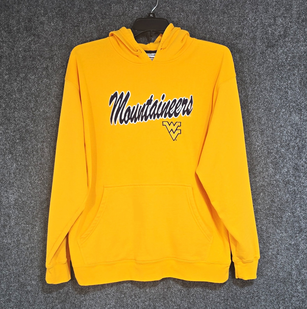Majestic West Virginia Mountaineers Mens XL Yellow Pullover Hoodie Sweatshirt